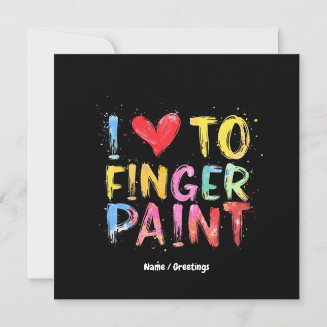 Invitation I Love To Finger Paint Mignonne & Funny Valentine' (Devant)