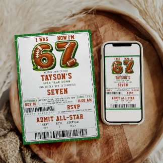 Invitation I Was 6, Now I’m 7 – Football 7th birthday photo