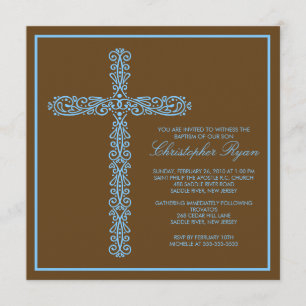 Invitation iBaptism croisé Inviation de garçon de baptême de