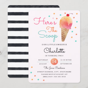 Invitation Ice Cream Party Enfants rose Anniversaire Invitati