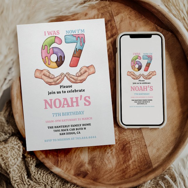 Invitation Ice Cream “Six Seven” 7th Birthday Party for Kids (Ice Cream “Six Seven” 7th Birthday Party for Kids Invitation
)