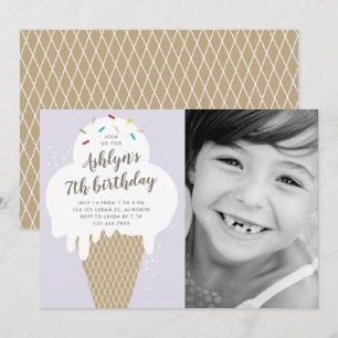 Invitation Ice crème cône enfants photo fête d'anniversaire