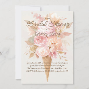Invitation Ice crème fleurie invitation, fleurs d'aquarelle