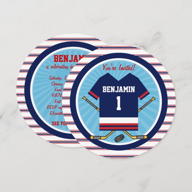 Invitation Ice Hockey Jersey V2 1er anniversaire (Devant / Derrière)
