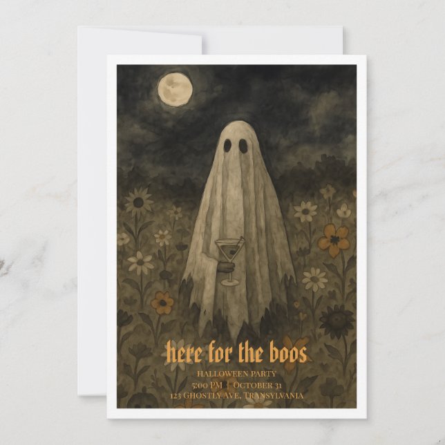 Invitation Ici pour la fête d'Halloween "Boos" (Devant)