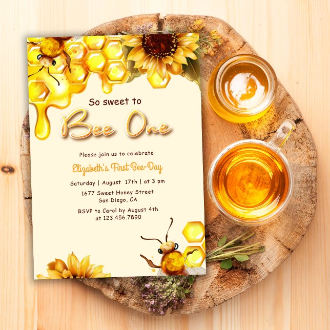 Invitation Icône de miel jaune Première Jour de l'abeille 1er (Créateur téléchargé)