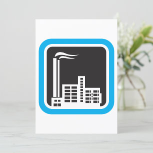 Invitation Icône d'usine industrielle avec cheminées