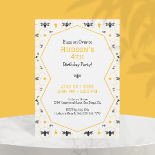Invitation Icône jaune Bee Beehie 4e anniversaire fête
