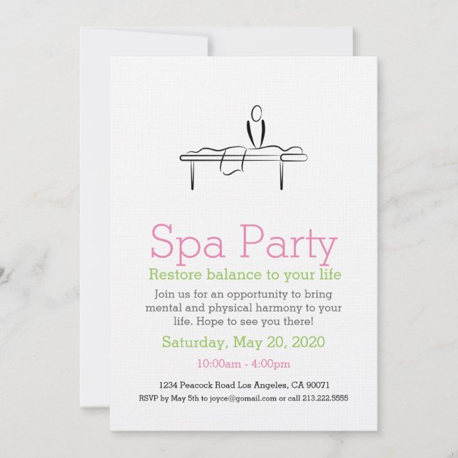 Invitation Icône Massage Spa (Devant)