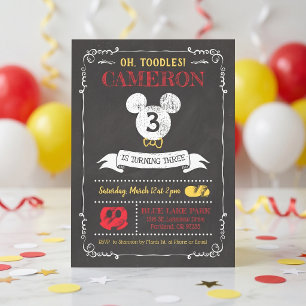Invitation Icône Mickey Mouse Tableau Noir 3e Anniversaire