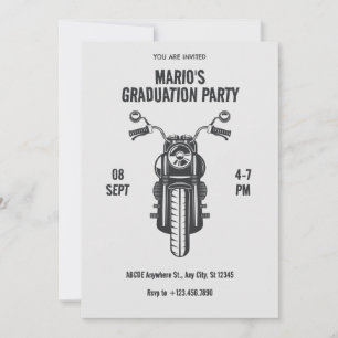 Invitation Icône moto vintage fête de graduation
