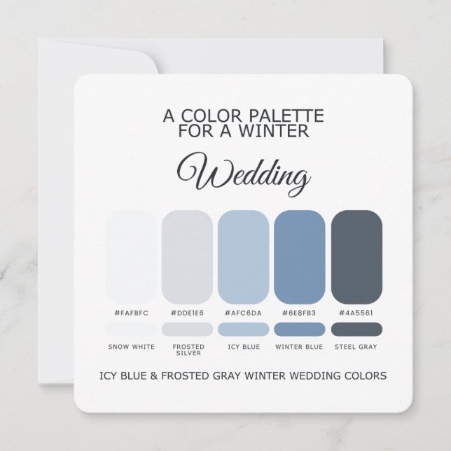 Invitation Icy Blue Frosted Gray Winter Wedding Palette Card (Devant)