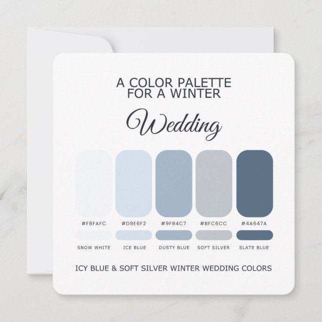 Invitation Icy Blue Soft Silver Winter Wedding Palette Card (Devant)