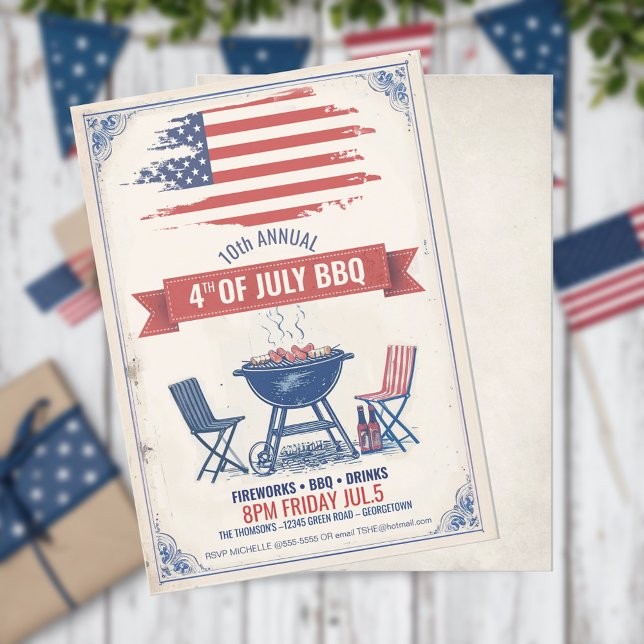 Invitation ID barbecue 4 juillet vintage 1105 (Créateur téléchargé)