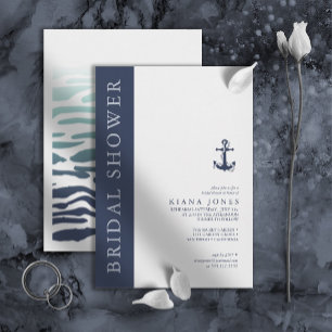 Invitation ID de Fête des mariées de Mariage d'Ancre Blue Wav