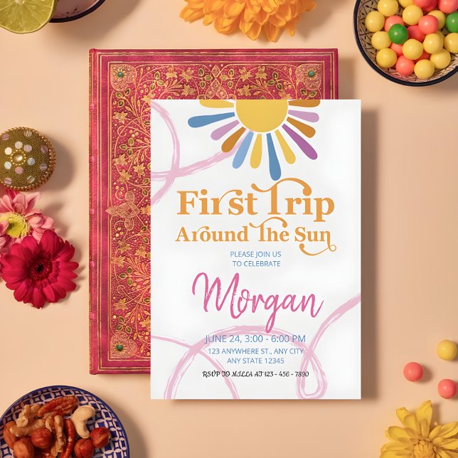 Invitation Idéal Pour Une Première Fille Autour Du Soleil Ann (Créateur téléchargé)