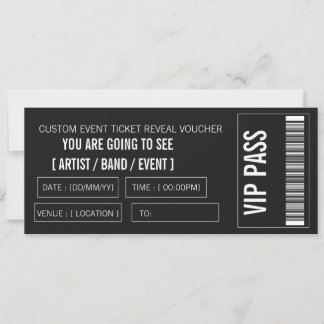 Invitation Idée de cadeau de billet de concert personnalisé D