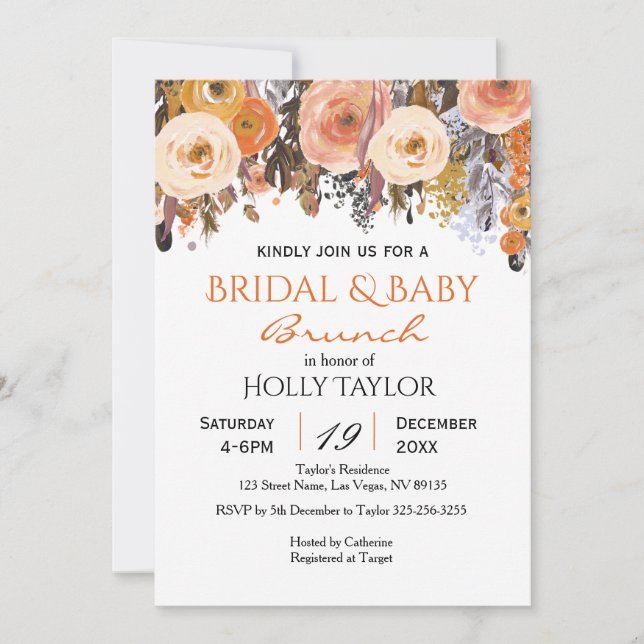 Invitation Idées combinées de Baby shower et de Fête des mari (Devant)