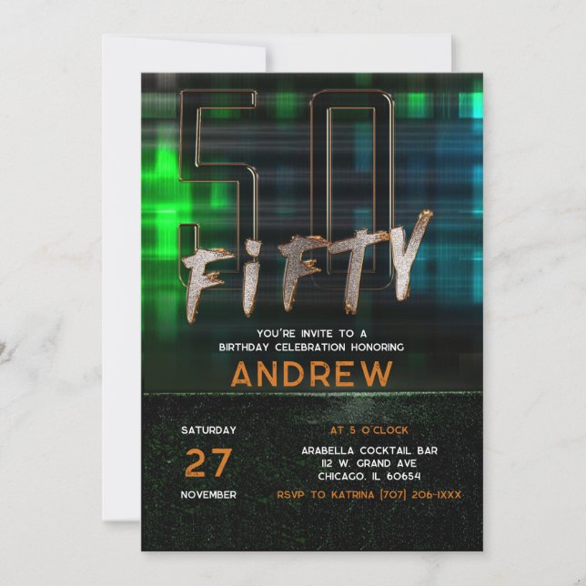 Invitation Idées de fête du 50e anniversaire pour les garçons (Devant)