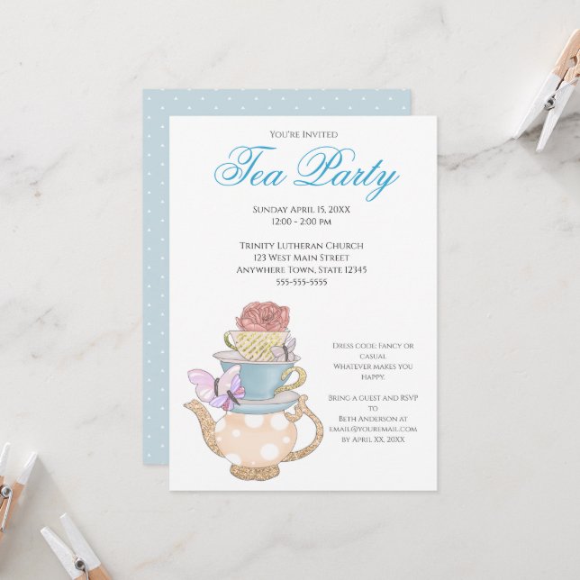 Invitation Idées de la fête du thé pour femmes du printemps (Devant/Arrière en situation)