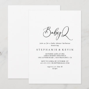 Invitation Idyllique calligraphie BabyQ Baby shower Barbecue