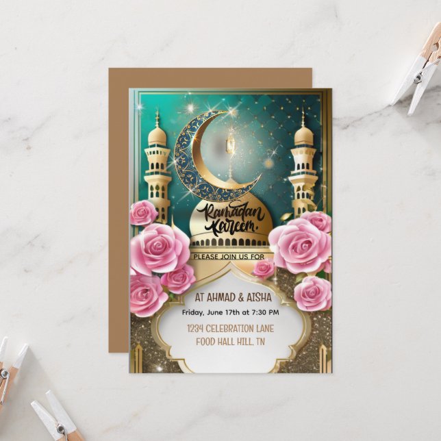 Invitation Iftar | Beau iftar (Devant/Arrière en situation)