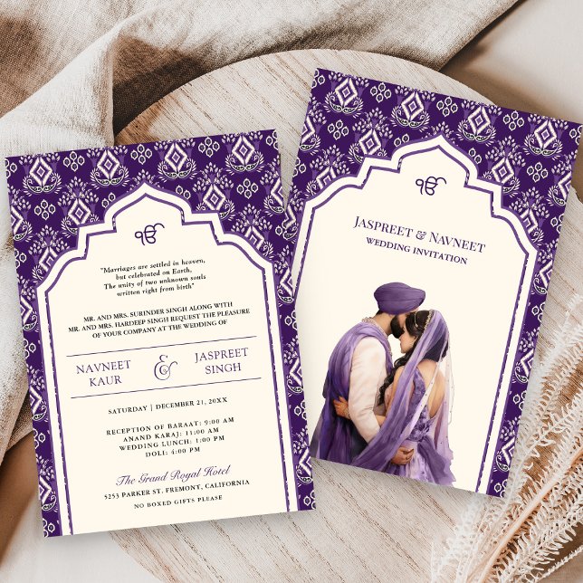 Invitation Ikat Punjabi Anand Karaj Sikh Mariage (Créateur téléchargé)