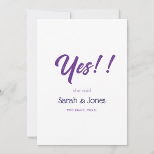 Invitation Il a demandé elle a dit oui engagement simple bol 