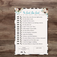 Il a dit, elle a dit Jeu de baby shower bohème