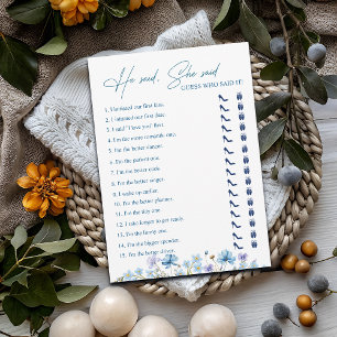 Invitation Il a dit : "Fête des mariées Floral Game Card"