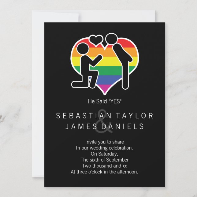 Invitation Il A Dit Oui M. Et M. Proposition Mariage Gay (Devant)