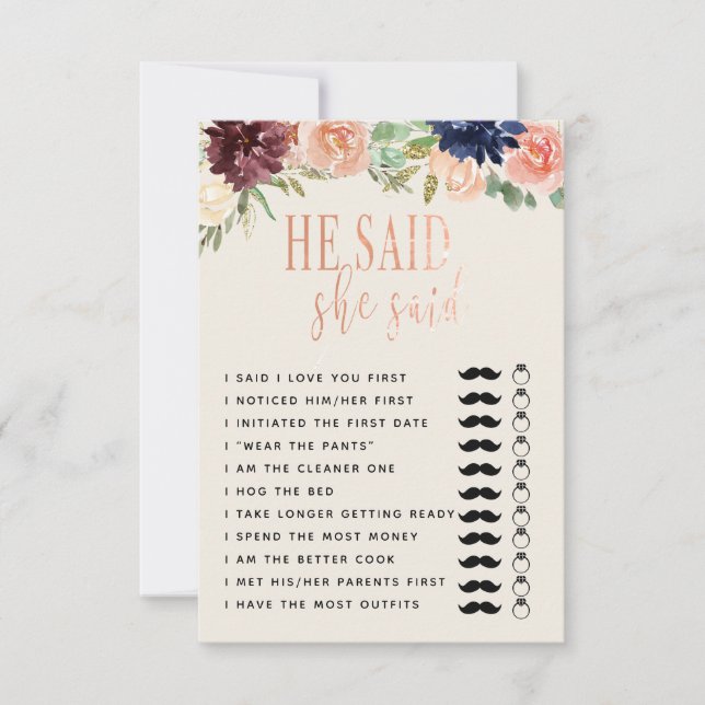 Invitation Il a dit qu'elle a dit mariage/fiançailles copie d (Devant)