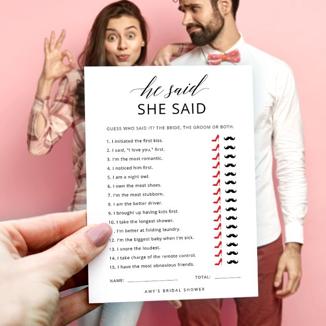 Invitation Il A Dit Qu'Elle A Dit Script Fête des mariées Car (Créateur téléchargé)