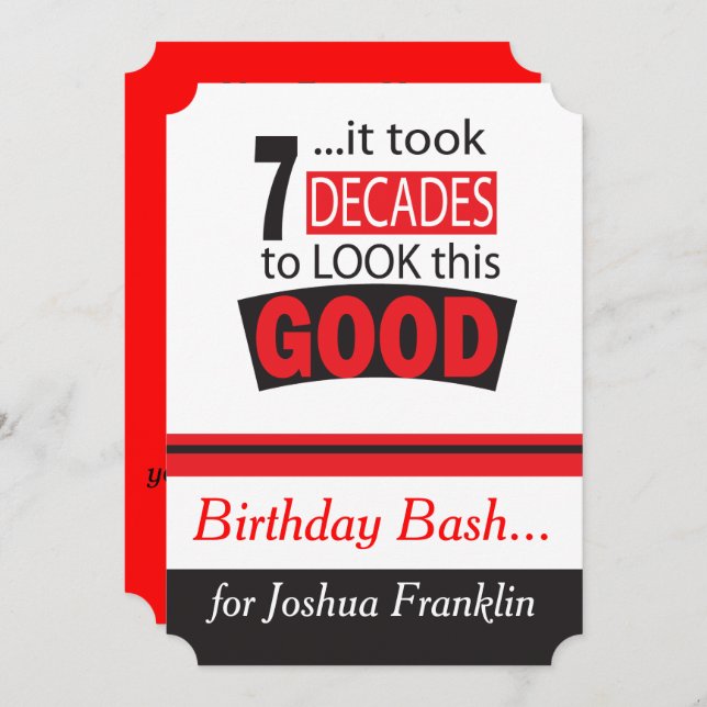 Invitation Il a fallu 7 décennies pour regarder ce bon (Devant / Derrière)