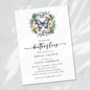 Invitation Il Donne Sa Fête des mariées Aux Papillons