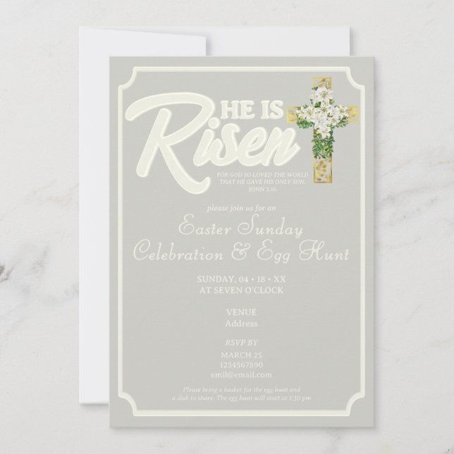 Invitation Il Est Ressuscité Religieux Célébration De Pâques  (Devant)