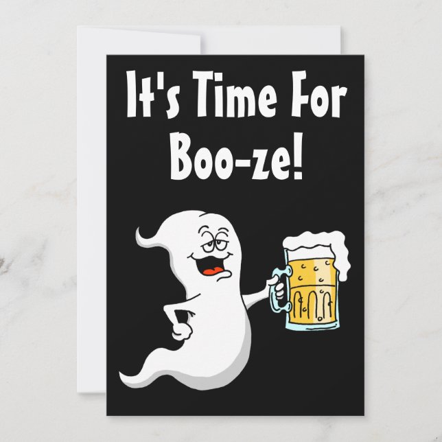Invitation Il est temps de Booze, parti d'Halloween pour adul (Devant)