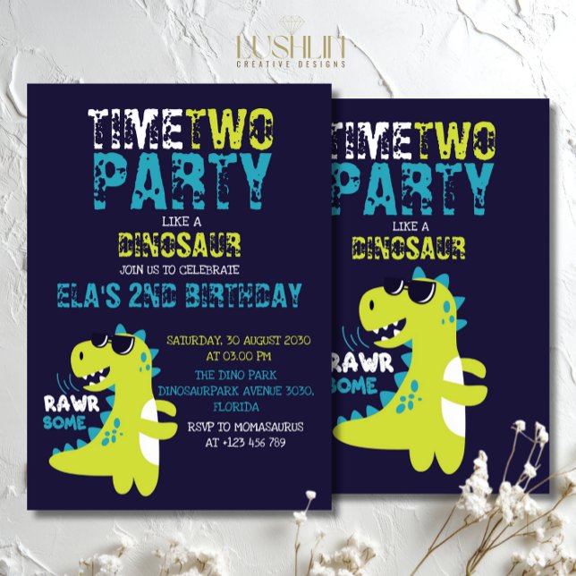 Invitation Il est temps de faire la fête comme un Dinosaure A (Créateur téléchargé)