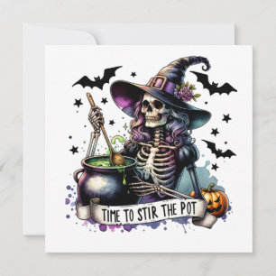 Invitation Il est temps de remuer le chaudron Skeleton Witch