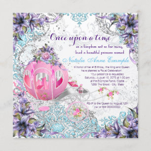 Invitation Il était une fois anniversaire de princesse conte