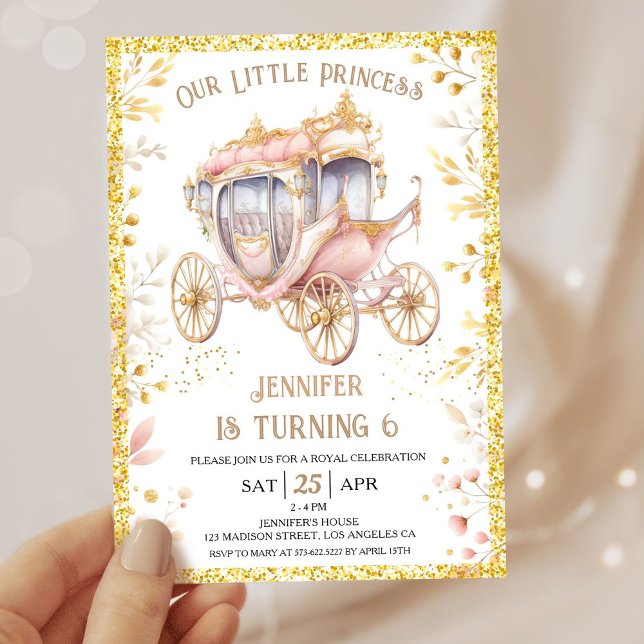 Invitation Il était une fois Carriage Princesse 6e anniversai (Créateur téléchargé)