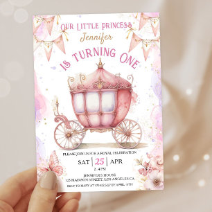 Invitation Il était une fois Carrosse de Princesse 1er Annive