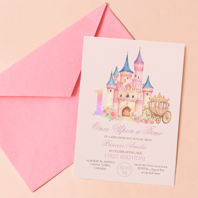Invitation Il était une fois Cartoon Castle Princess Annivers (Créateur téléchargé)
