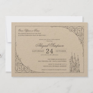 Invitation Il était une fois - Château   Baby shower Fairy Ta