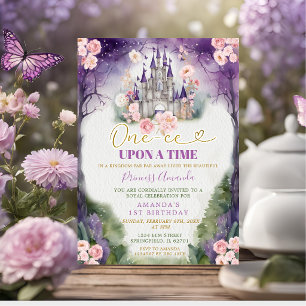 Invitation Il était une fois Château Violet 1er Anniversaire