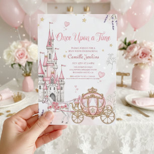 Invitation il était une fois conte de fées magique royal rose
