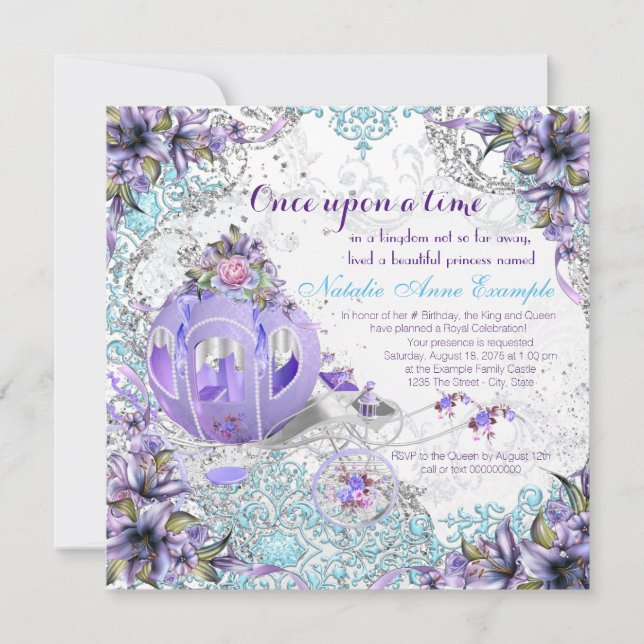 Invitation Il était une fois conte fée fête d'anniversaire (Devant)