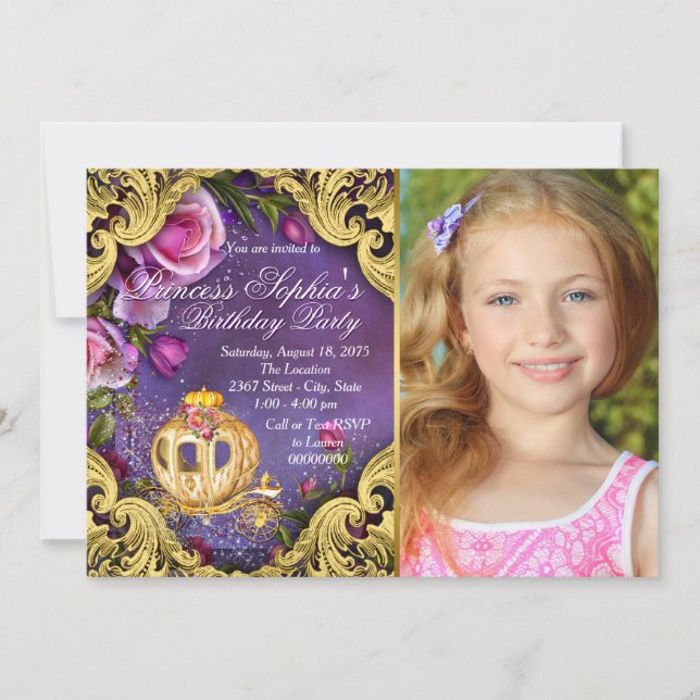 Invitation Il Était Une Fois Fairytale Princess Anniversaire (Devant)