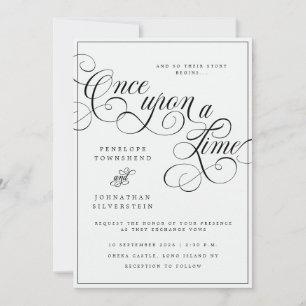 Invitation Il était une fois Flourish Mariage Noir Blanc