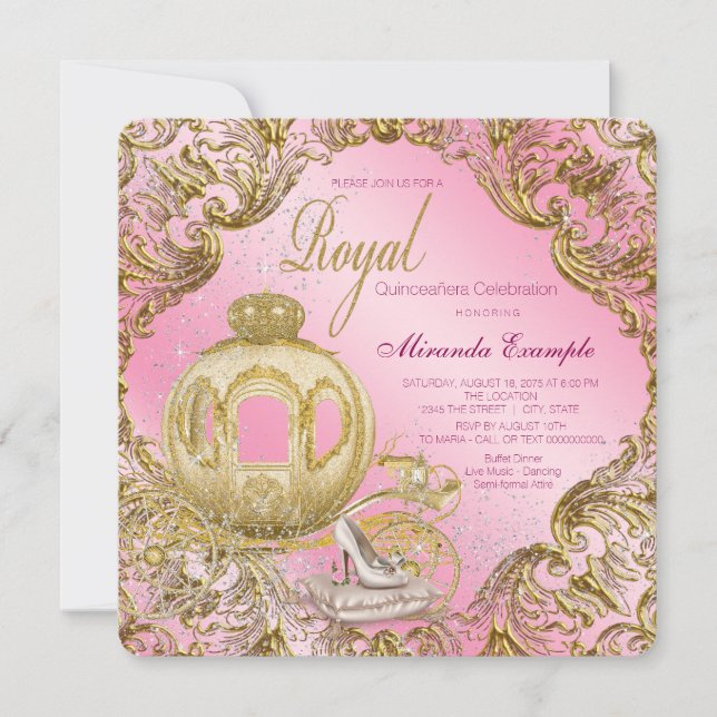 Invitation Il était une fois la princesse Quinceañera (Devant)